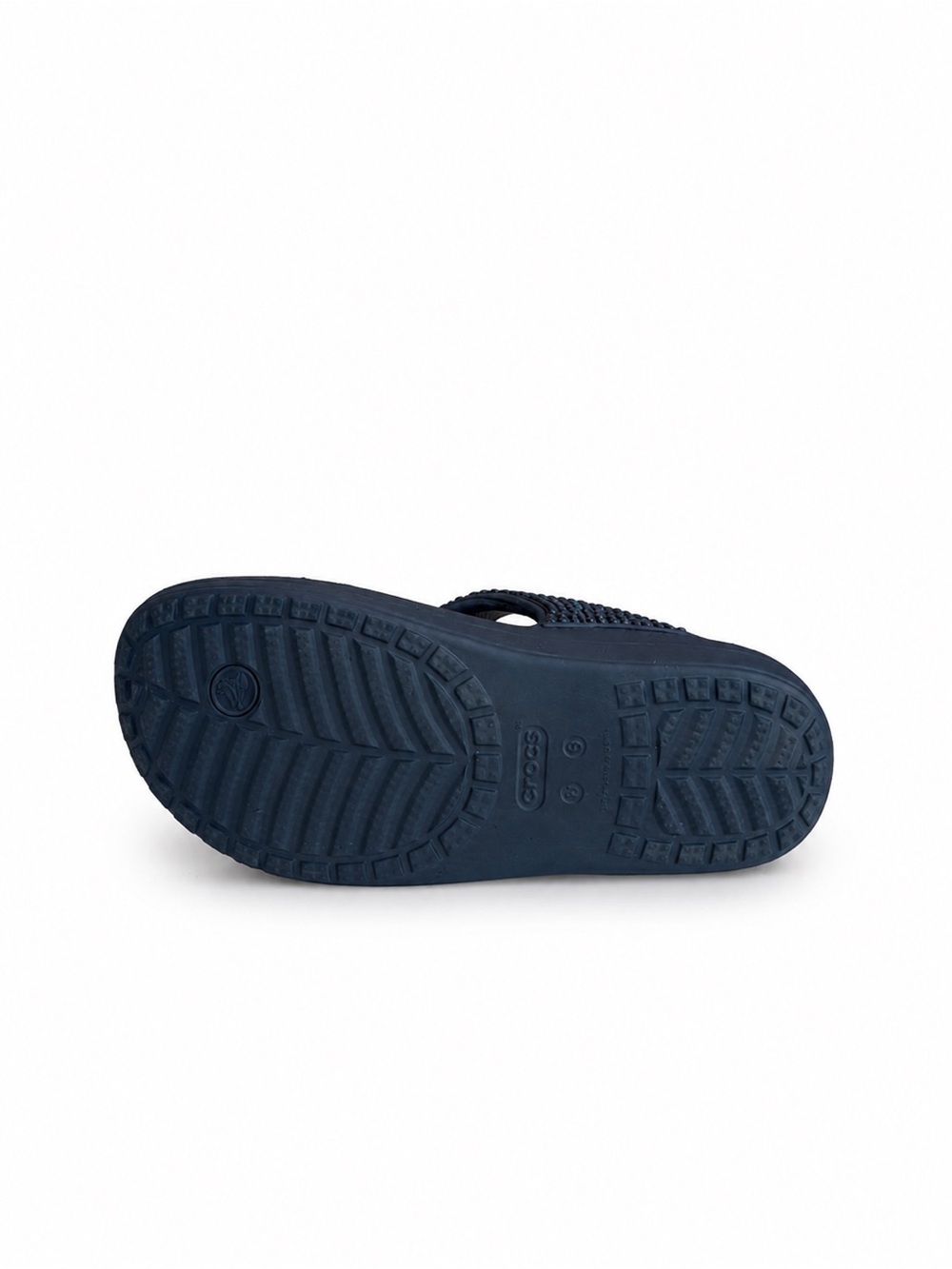 CROCS Navy Blue Platform Flip Sandals with Iridescent Embellishments - Picture 8 of 10